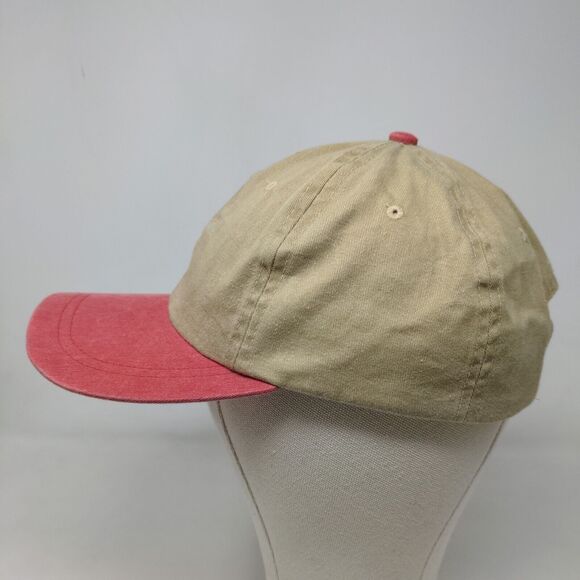 San Son Men's Slideback Hat Tan Red Size OSFA Blank Vent Holes Adjustable - Picture 3 of 7